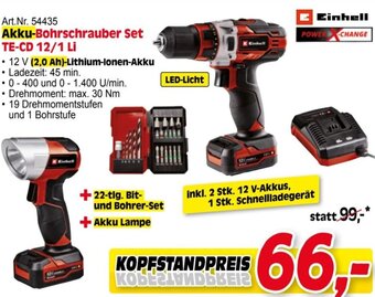 Zgonc Einhell Akku-Bohrschrauber Set TE-CD 12/1 Li Angebot