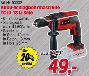 Zgonc Einhell Akku-Schlagbohrmaschine TC-ID 18 Li Solo Angebot