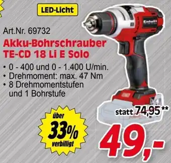 Zgonc Einhell Akku-Bohrschrauber TE-CD 18 LI E Solo Angebot
