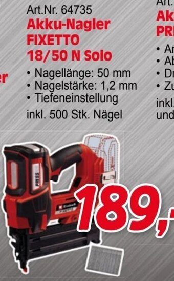Zgonc Einhell Akku-Nagler FIXETTO 18/50 N Solo Angebot