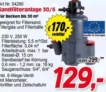 Zgonc Sandfilteranlage 30/6 Angebot