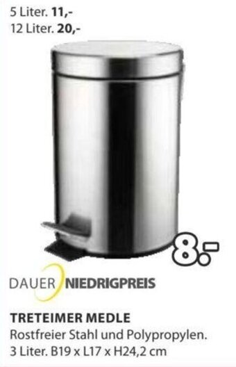 JYSK TRETEIMER MEDLE Rostfreier Stahl und Polypropylen. 3 Liter. B19 x L17 x H24,2 cm Angebot