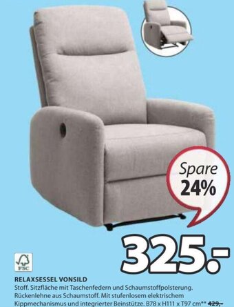 JYSK RELAXSESSEL VONSILD B78 x H111 x T97 cm Angebot
