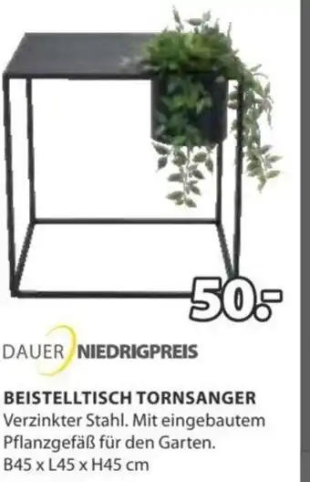 BEISTELLTISCH TORNSANGER Verzinkter Stahl. Mit eingebautem Pflanzgefäß für den Garten. B45 x L45 x H45 cm