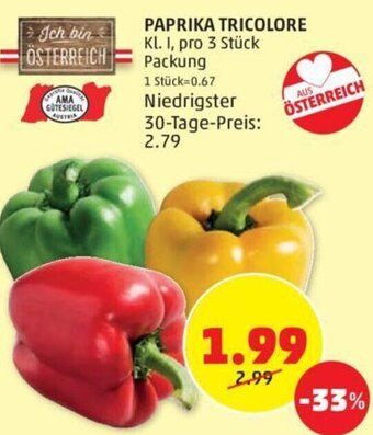 PENNY PAPRIKA TRICOLORE Kl. I, pro 3 Stück Packung Angebot
