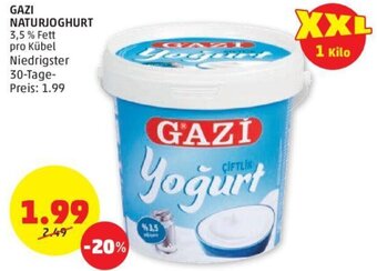 PENNY GAZI NATURJOGHURT 3,5 % Fett pro Kübel Angebot