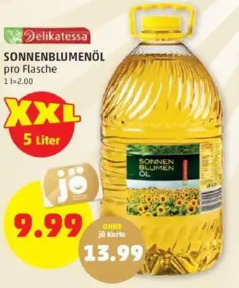 PENNY Delikatessa SONNENBLUMENÖL pro Flasche XXL 5 Liter Angebot