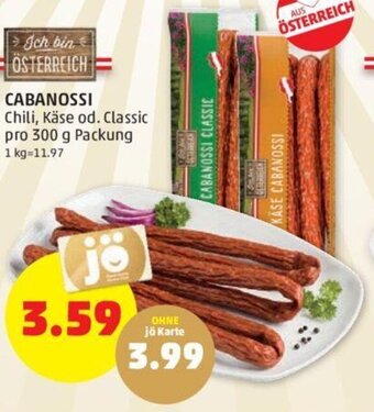 PENNY CABANOSSI Chili, Käse od. Classic pro 300 g Packung Angebot