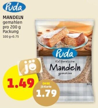 PENNY Puda MANDELN gemahlen pro 200 g Packung Angebot