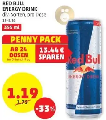 PENNY RED BULL ENERGY DRINK div. Sorten, pro Dose Angebot