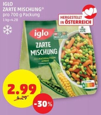 PENNY IGLO ZARTE MISCHUNG* pro 700 g Packung Angebot