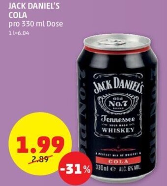 PENNY JACK DANIEL'S COLA pro 330 ml Dose Angebot
