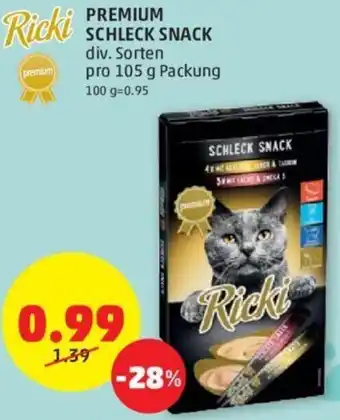 PENNY PREMIUM SCHLECK SNACK div. Sorten pro 105 g Packung Angebot