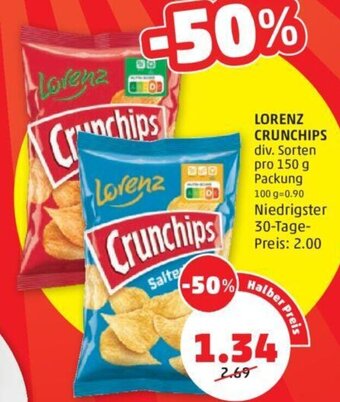 PENNY LORENZ CRUNCHIPS div. Sorten pro 150 g Packung Angebot
