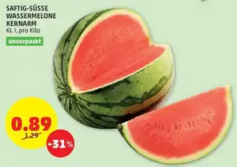 PENNY SAFTIG-SÜSSE WASSERMELONE KERNARM Kl. I, pro Kilo unverpackt Angebot