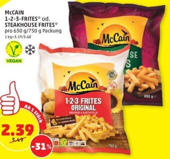 PENNY MCCAIN 1-2-3-FRITES* od. STEAKHOUSE FRITES* pro 650 g/750 g Packung Angebot