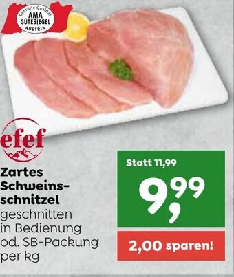 ADEG Zartes Schweins- schnitzel geschnitten in Bedienung od. SB-Packung per kg Angebot