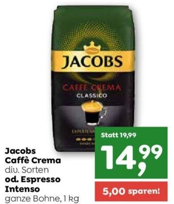 ADEG Jacobs Caffè Crema div. Sorten od. Espresso Intenso ganze Bohne, 1 kg Angebot