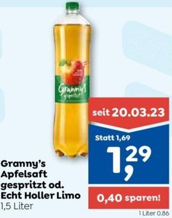 ADEG Granny's Apfelsaft gespritzt od. Echt Holler Limo 1,5 Liter Angebot