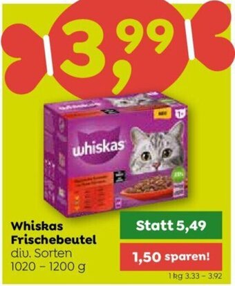 ADEG Whiskas Frischebeutel div. Sorten 1020 - 1200 g Angebot