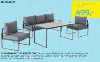 Möbelix LOUNGEGARNITUR ,BARCELONA", Bezug: Grau, Stahlgestell: Anthrazit, 4-teiliges Set Angebot