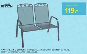 Möbelix GARTENBANK ,,TOULOUSE", Stahlgestell, Anthrazit, max. belastbar: ca. 200kg, B/H/T: ca. 108/98/61cm Angebot