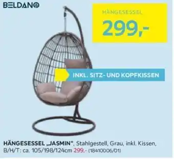 Möbelix HÄNGESESSEL, JASMIN", Stahlgestell, Grau, inkl. Kissen, B/H/T: ca. 105/198/124cm Angebot
