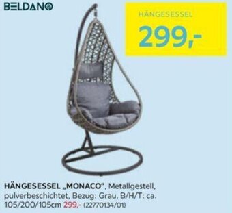 Möbelix HÄNGESESSEL ,,MONACO", Metallgestell, pulverbeschichtet, Bezug: Grau, B/H/T: ca. 105/200/105cm Angebot