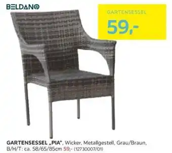 Möbelix GARTENSESSEL „PIA“, Wicker, Metallgestell, Grau/Braun, B/H/T: ca. 58/65/85cm Angebot