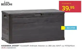 Möbelix KISSENBOX ,,WOODY", Kunststoff: Anthrazit, Volumen: ca. 280 Liter, B/H/T: ca. 117/56/45cm Angebot