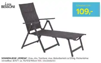 Möbelix SONNENLIEGE „VERENA", Grau, Alu, Textilene, max. Belastbarkeit ca.120kg, Rückenlehne verstellbar, B/H/T: ca. 70/103/146cm Angebot
