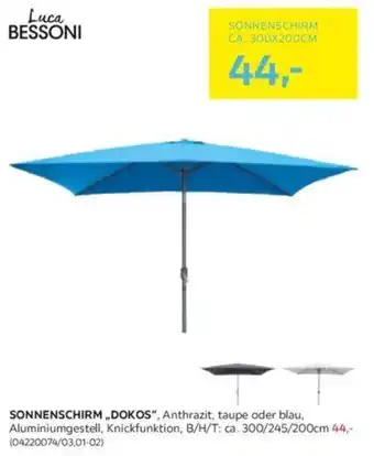 Möbelix SONNENSCHIRM DOKOS", Anthrazit, taupe oder blau, Aluminiumgestell, Knickfunktion, B/H/T: ca. 300/245/200cm Angebot