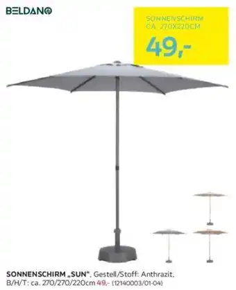 Möbelix SONNENSCHIRM SUN", Gestell/Stoff: Anthrazit, B/H/T: ca. 270/270/220cm Angebot