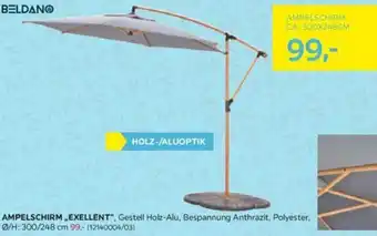 Möbelix AMPELSCHIRM EXELLENT", Gestell Holz-Alu, Bespannung Anthrazit, Polyester, Ø/H: 300/248 cm Angebot