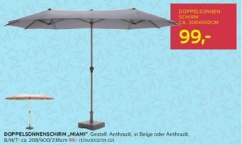 Möbelix DOPPELSONNENSCHIRM MIAMI", Gestell: Anthrazit, in Beige oder Anthrazit, B/H/T: ca. 208/400/236cm Angebot