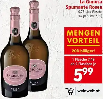 Spar La Gioiosa Spumante Rosea 0,75-Liter-Flasche Angebot