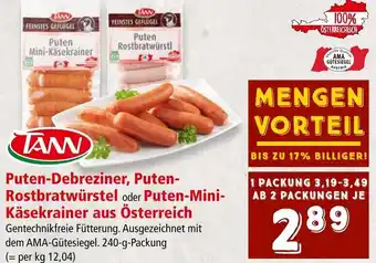 Spar Puten-Debreziner, Puten-Rostbratwürstel oder Puten-Mini-Käsekrainer aus Österreich 240-g-Packung Angebot