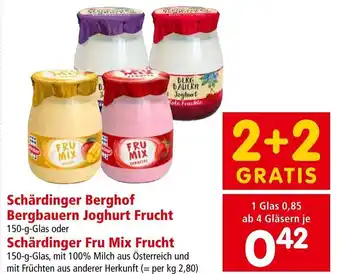 Spar Schärdinger Berghof Bergbauern Joghurt Frucht 150-g-Glas oder Schärdinger Fru Mix Frucht 150-g-Glas, Angebot