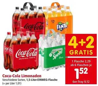 Spar Coca-Cola Limonaden Verschiedene Sorten, 1,5-Liter-EINWEG-Flasche Angebot