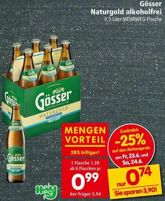 Spar Gösser Naturgold alkoholfrei 0,5-Liter-MEHRWEG-Flasche Angebot