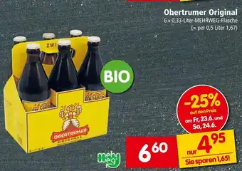 Spar Obertrumer Original 6x 0,33-Liter-MEHRWEG-Flasche Angebot