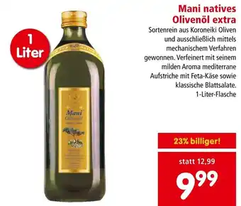 Spar Mani natives Olivenöl extra 1-Liter-Flasche Angebot