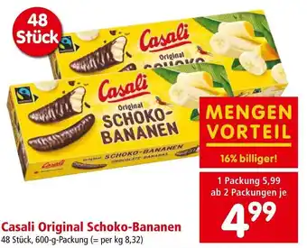 Spar Casali Original Schoko-Bananen 48 Stück, 600-g-Packung Angebot
