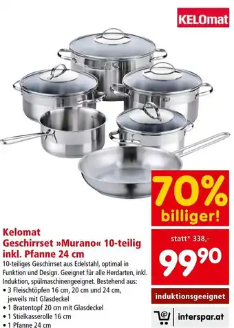 Spar Kelomat Geschirrset >>Murano<< 10-teilig inkl. Pfanne 24 cm Angebot