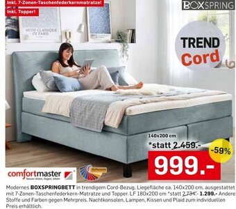 Möbel Ludwig BOXSPRINGBETT 140x200 cm Angebot