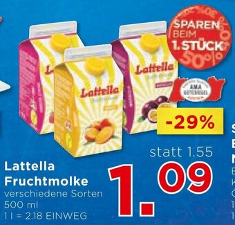 Unimarkt Lattella Fruchtmolke verschiedene Sorten 500 ml Angebot
