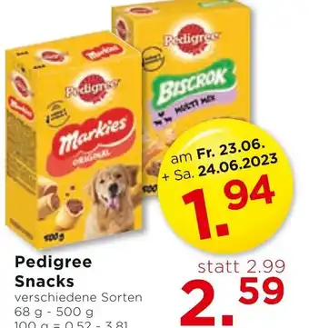 Unimarkt Pedigree Snacks verschiedene Sorten 68 g 500 g Angebot