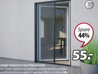 JYSK INSEKTENSCHUTZGITTER NYORD B125 x H220 cm Angebot
