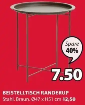 JYSK BEISTELLTISCH RANDERUP Stahl. Braun, Ø47 x H51 cm Angebot