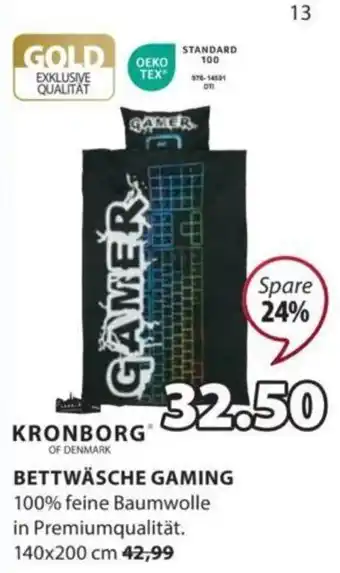 BETTWÄSCHE GAMING 100% feine Baumwolle in Premiumqualität. 140x200 cm